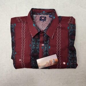 Panhandle Slim Shirt Mens XL Red Striped Long Sleeve Snap Button Up Cotton